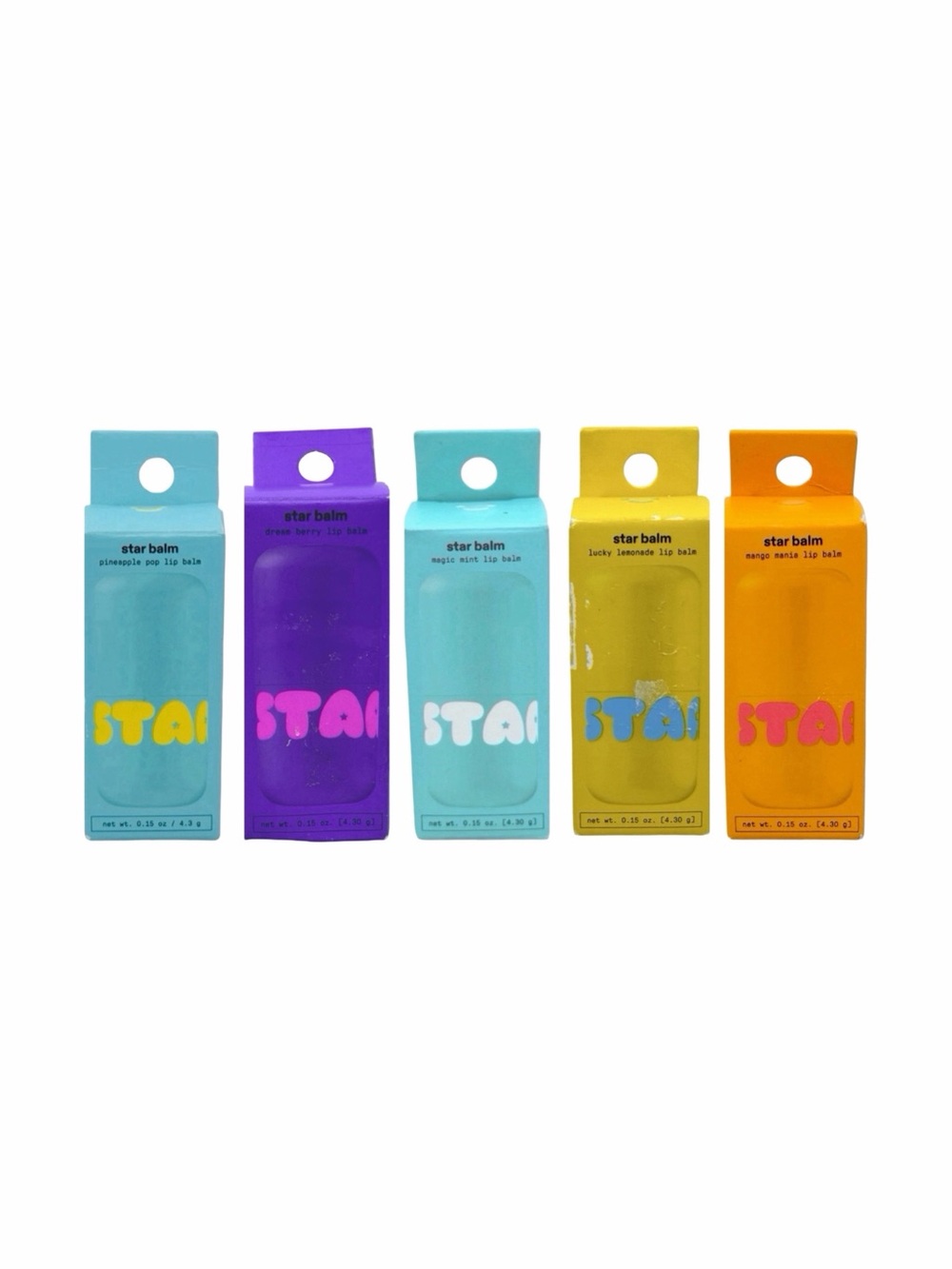 StarFace Star Balm Vegan Lip Balm Bundle - 5 Count - 0.15 oz / 4.3g x 5